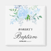 Taufgeschenk Floral Blue Boy Magnet (Vorne)
