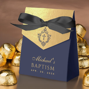Taufgeschenk für Jungen in Marineblau mit elegante Geschenkschachtel
