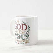 Taufgeschenk 'Gott sieht dich' Kaffeetasse (Vorderseite Links)