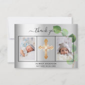 Taufjunge Foto Dankeskarte (Vorderseite)