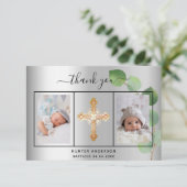 Taufjunge Foto Dankeskarte (Stehend Vorderseite)