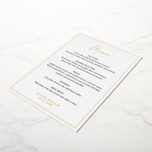 Taufkarte für Schwarze, Weiße und Goldene Foil Boy Folieneinladung (Gedreht)