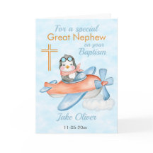 Taufkarte Great Nephew Pinguin