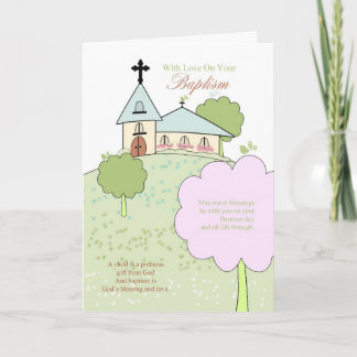 Taufkarte mit Kirchenszene Karte