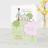 Taufkarte mit Kirchenszene Karte (Gelbe Blume)