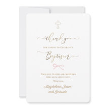 Taufkarte mit kleinem rosa Bogen Danke