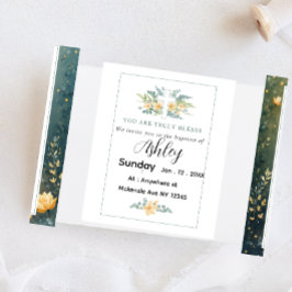 Taufkarte mit Kreuz und Blumen Einladungspostkarte