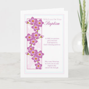 Taufkarte mit rosa Blume Karte