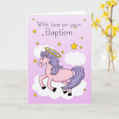 Taufkarte mit rosa Pferd Karte (Gelbe Blume)