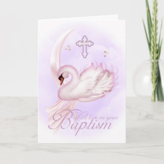 Taufkarte mit rosa Schwan Karte