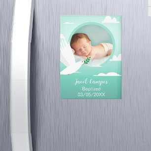 Taufkleid Baby Junge Taufe Taube Wolken Foto Magnet