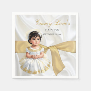Taufkleid für Mädchen in Weiß und Gold Serviette