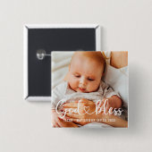 Taufkleid Moderner Herz Baby Foto Button (Vorne & Hinten)