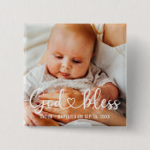 Taufkleid Moderner Herz Baby Foto Button (Vorderseite)