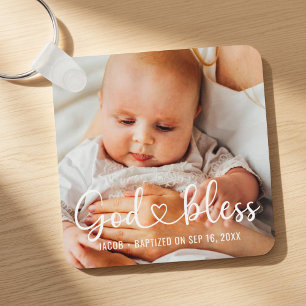 Taufkleid Moderner Herz Baby Foto Schlüsselanhänger