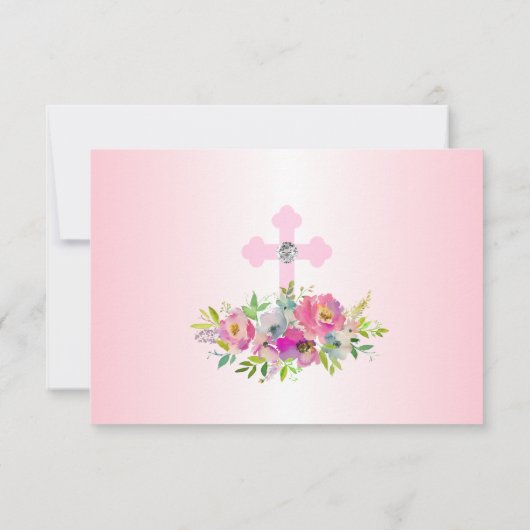 Taufkommunionsbestätigung Girl Floral FOTO Dankeskarte (Rückseite)