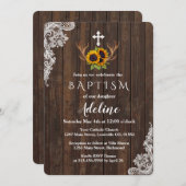 Tauflanung | Boho Sunblumen Antlers Lace Einladung (Vorne/Hinten)