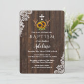 Tauflanung | Boho Sunblumen Antlers Lace Einladung (Stehend Vorderseite)