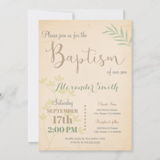 Tauflanung Einladung (Vorderseite)