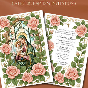 Tauflilien Jesus Gesegnete Mutter Rosen Einladung
