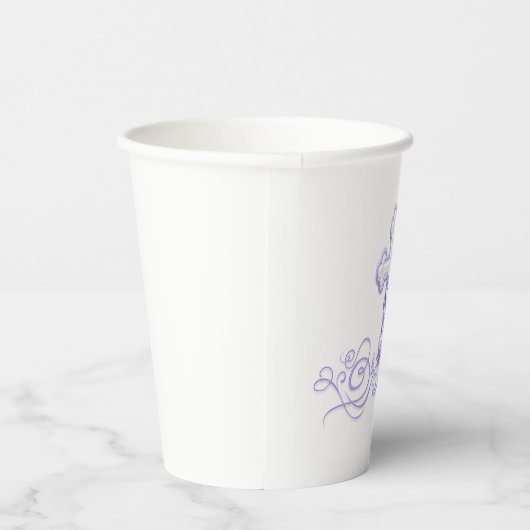 Taufpapier für Mädchen mit Lila Kreuz Pappbecher (Rechts)