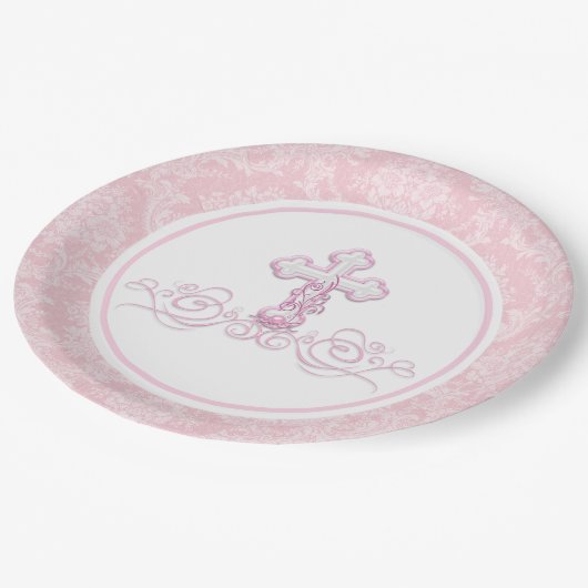 Taufpapier für Mädchen - Teller (Schrägansicht)