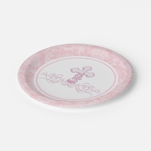 Taufpapier für Mädchen - Teller (Schrägansicht)