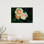 Taufperlen an Rose Poster (Küche)