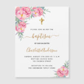 Taufpink-Blüten Rose Einladungsmagnet Magnetkarte (Vorderseite)