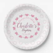 Taufplatte für kleine Mädchen pink-weiße Blume Pappteller (Vorderseite)