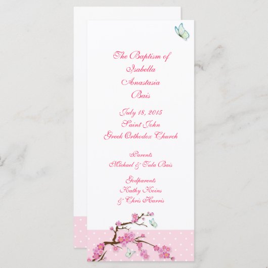 Taufprogramm Cherry Blossom 1/5 Programm (Vorne/Hinten)