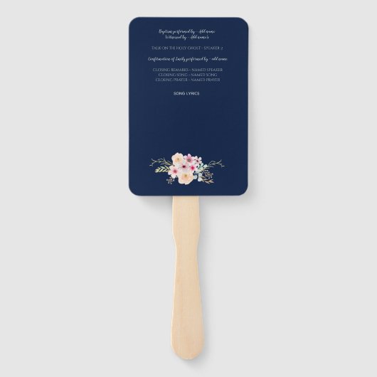 Taufprogramm Fan - Blumenkreuz Blau Fächer (Rückseite)