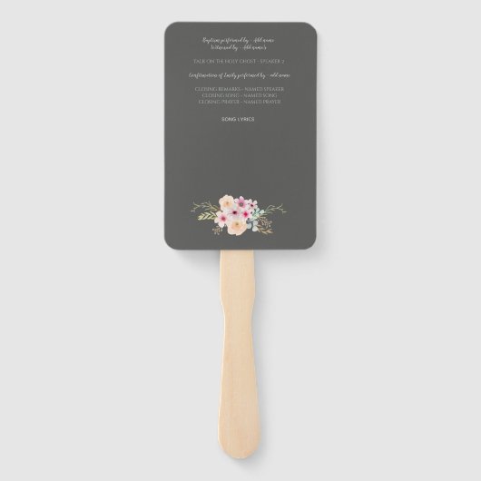 Taufprogramm Fan - Blumenkreuz Grau Fächer (Rückseite)