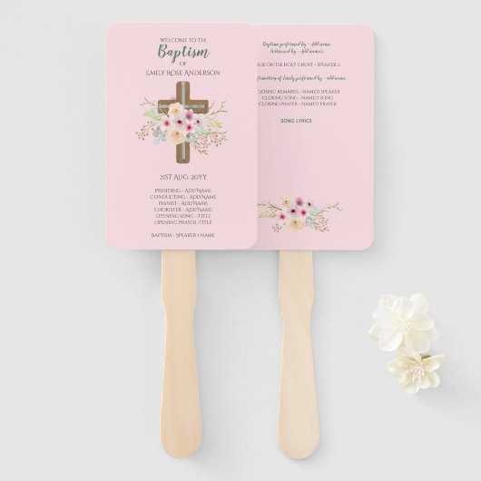 Taufprogramm für MÄDCHEN - mit Vorlagenfeldern Fächer (Vorne und Hinten)