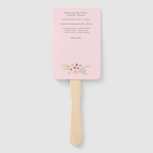 Taufprogramm für MÄDCHEN - mit Vorlagenfeldern Fächer (Rückseite)