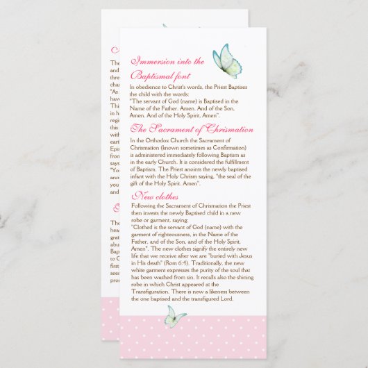 Taufprogramm für Tscherisch-Blossom 4/5 Programm (Vorne/Hinten)