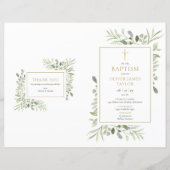 Taufprogramm Greenery Gold Kreuz (Vorderseite)