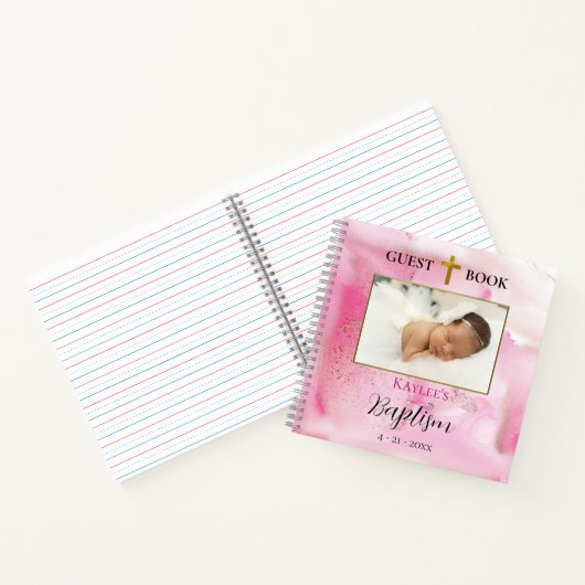 Taufrechner mit rosa Clouds Notizblock (Innenseite)