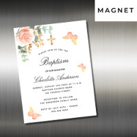 Taufrosen-Blumen-Schmetterling-Einladungsmagnet