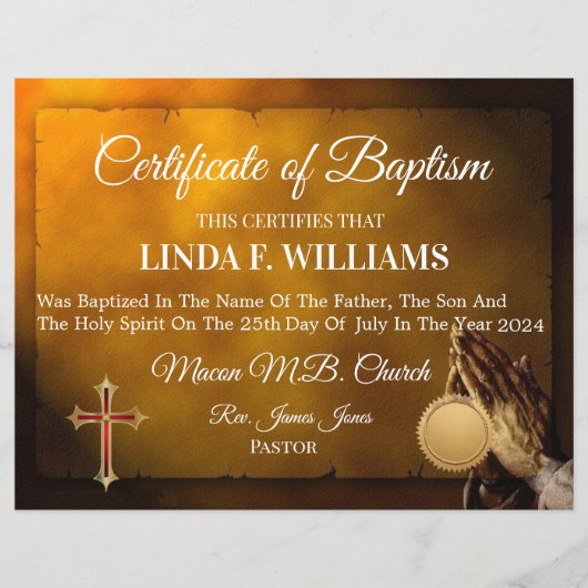 Taufschein (Vorderseite)