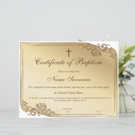 Taufschein, Baby Dedication (Stehend Vorderseite)