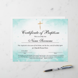 Taufschein, Baby Dedication
