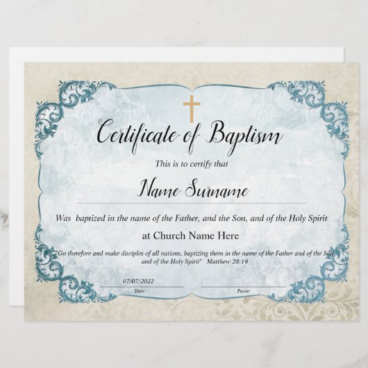 Taufschein, Baby Dedication (Vorne/Hinten)