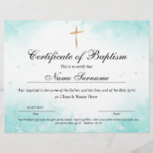 Taufschein, Baby Dedication (Vorderseite)