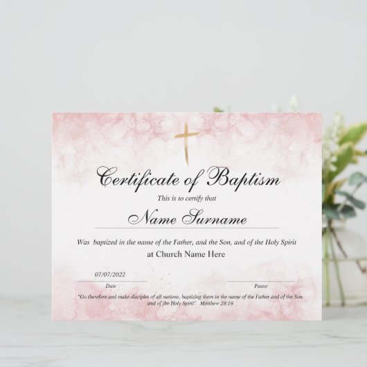 Taufschein, Baby Dedication (Stehend Vorderseite)