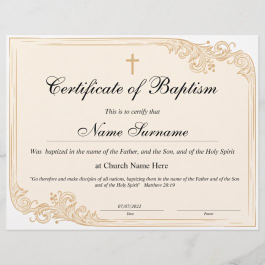 Taufschein, Baby Dedication (Vorderseite)