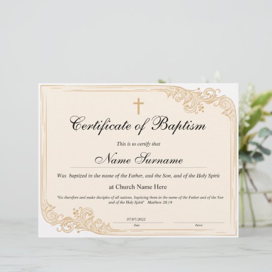 Taufschein, Baby Dedication (Stehend Vorderseite)