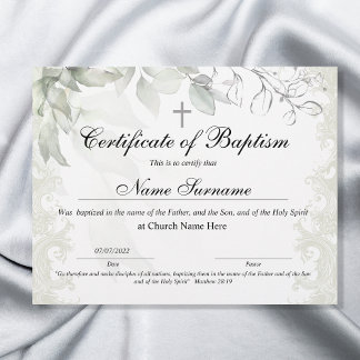 Taufschein, Baby Dedication