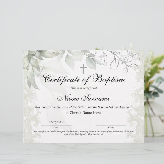 Taufschein, Baby Dedication (Stehend Vorderseite)