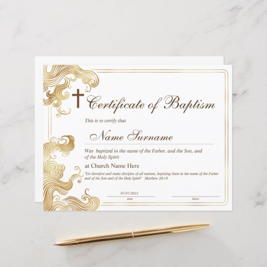 Taufschein, Baby Dedication (Vorderseite/Rückseite Beispiel)